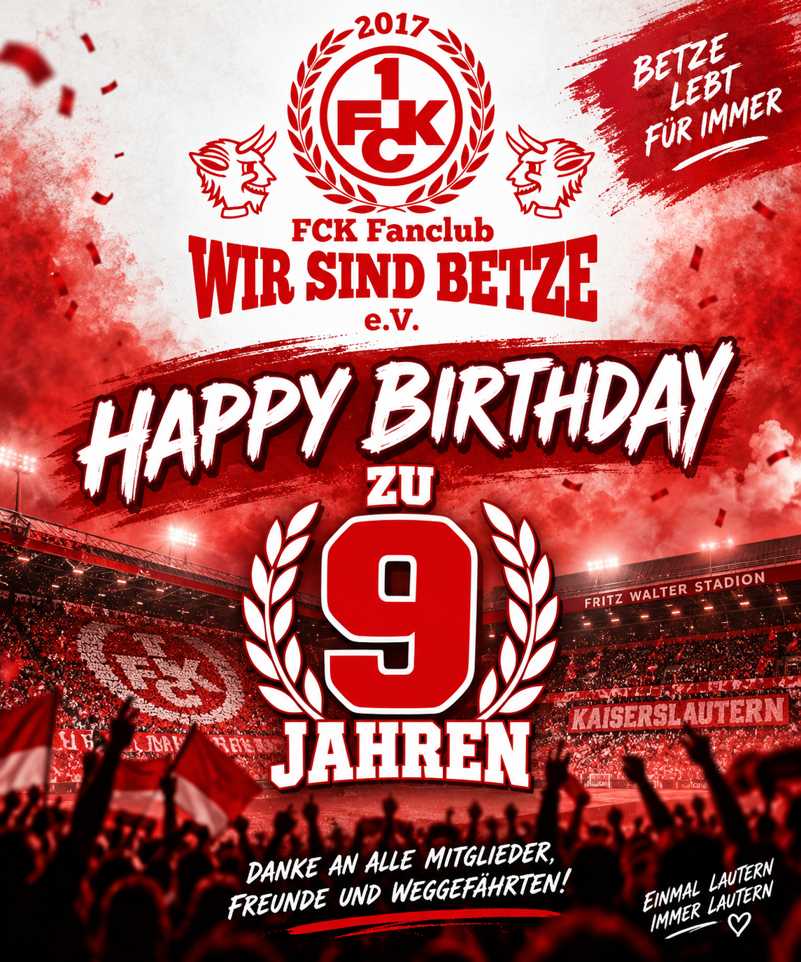 Happy Birthday Fanclub Wir sind Betze zu 9 Jahren